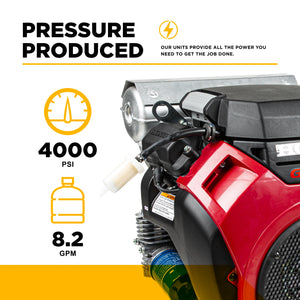 4,000 PSI 8.2 GPM Cold Water Gas Pressure Washer - B4024HETBGS