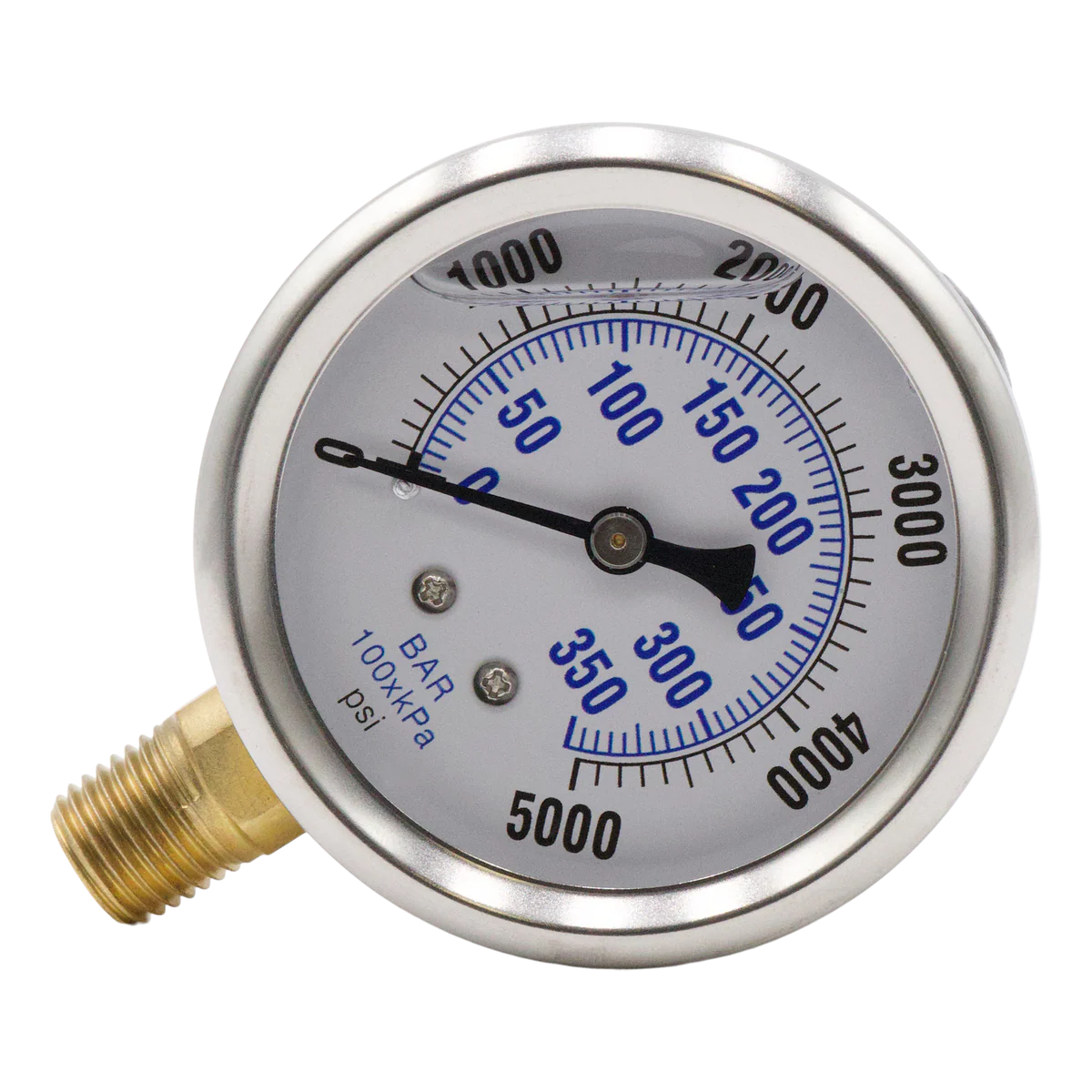 SS Pressure Gauge 5000 PSI 1/4" MPT